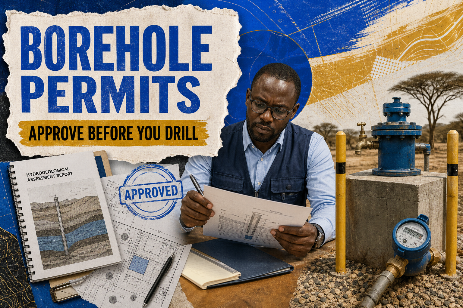 Kenyan borehole permit checklist with technical report, site plan and water authority approval